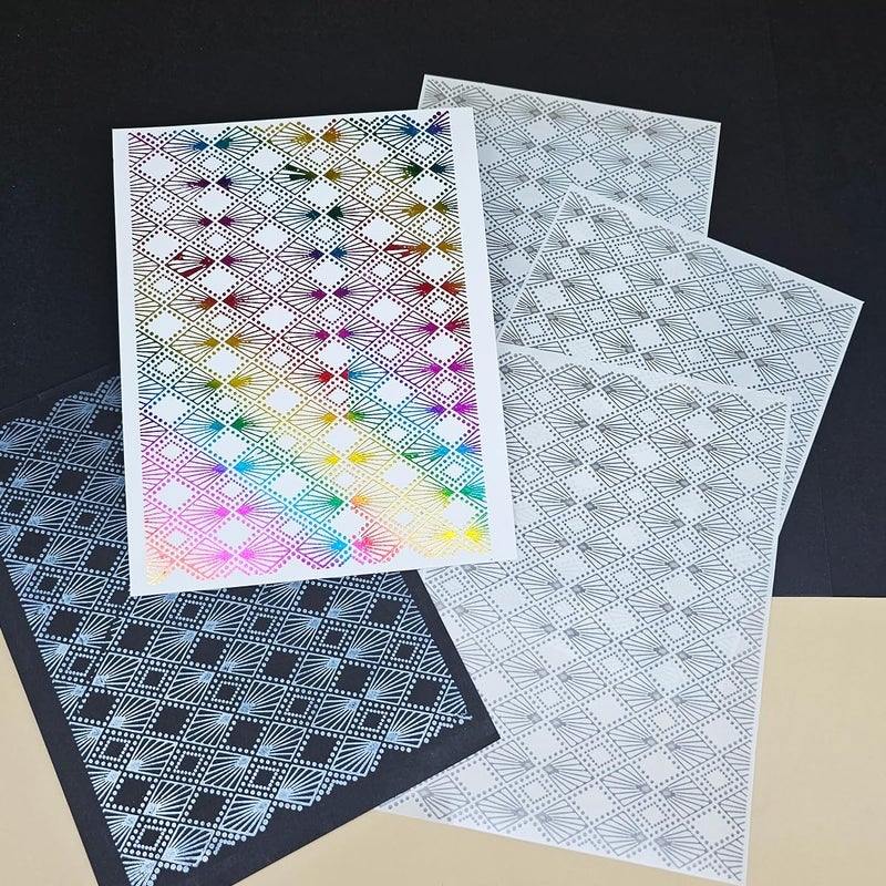 JBQUEEN 3pc Rhombus Background Stick&Shine Foil Transfer Sticker Paper for Handmade Card Making Scrapbooking and Album Journal Invitation Decoration Metallic Hot Foil Transfer Printing Adhesive Sheets - Image 5